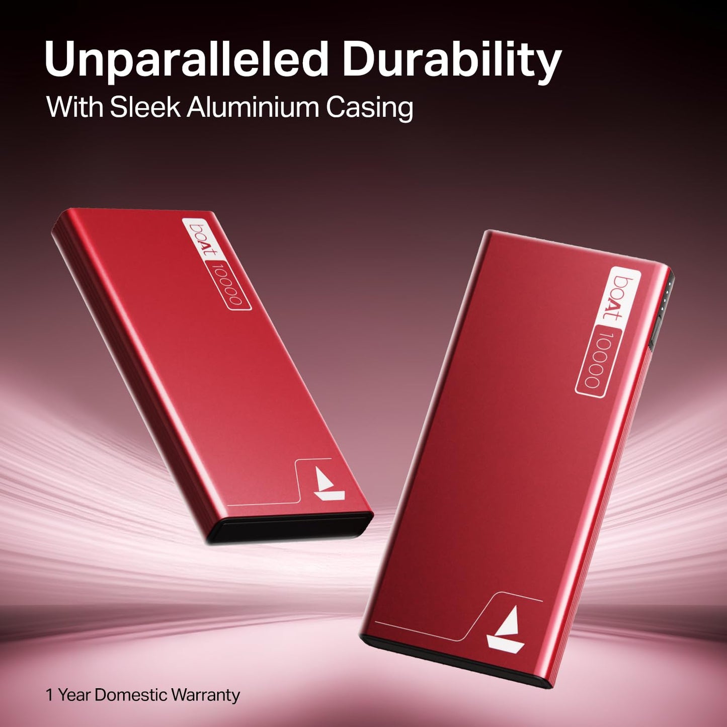 boAt Energyshroom PB300 Powerbank with 10000mAh Battery, 22.5w Fast Charging, 12-Layer Smart IC Protection, LED Indicators and Aluminum Alloy Casing(Martian Red)