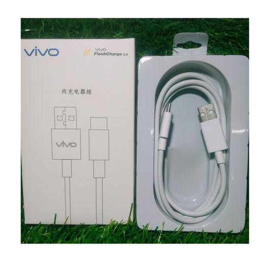 vivo USB Type C Cable 1 m Flash Charge 2.0 Type C Fast Data Cable  (Compatible with Vivo, Realme, Oneplus, Oppo, Mi, Samsung, Infinix, Moto, Tecno, Itel, iQoo, White, One Cable)