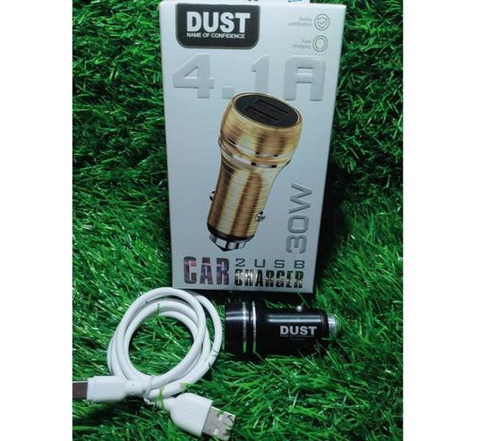 DUST 30W, 4.1A TYPE C DUAL USB-A Car Charger